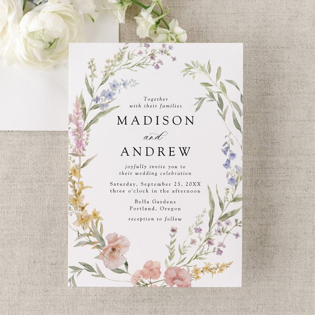 Elegant Romantisk vattenfärgsfärgad Blommigt Utand Inbjudningar (Skapare uppladdad)