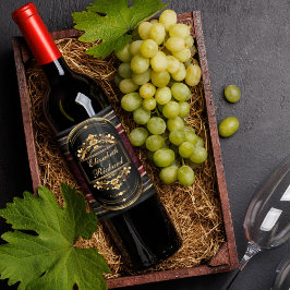 Elegant Romantisk Vintage Demask Firande Vinflaska Etikett