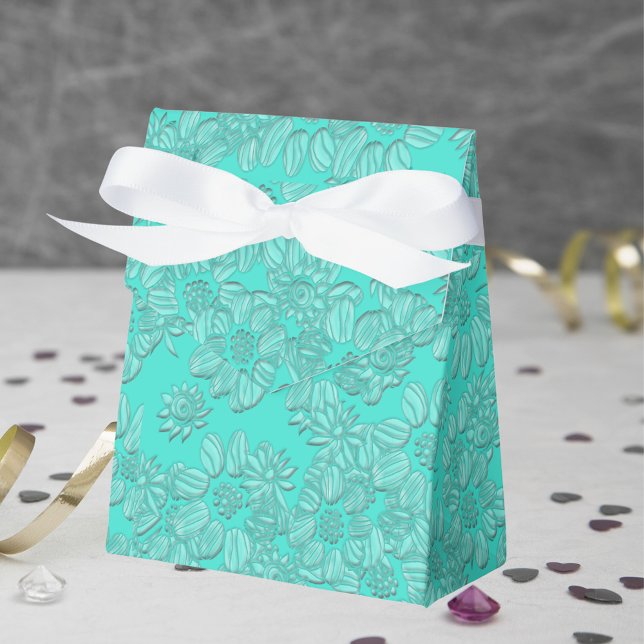 Elegant Romantiska Daisy Blommigt Turkos Bröllop Presentaskar (Elegant Romantic Daisies Floral Turquoise Wedding Favor Box)