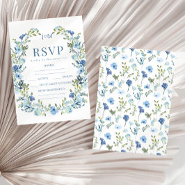 Elegant romantiskt blått blommigt utandningsluft b OSA kort