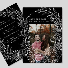 Elegant Romantiskt blomningsskydd Vit Bröllop-foto Spara Datumet