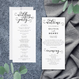 Elegant Romantiskt Bröllopsprogram för kalligrafi