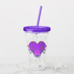 Elegant, romsk Lila Hjärtat med blommande Take Away Mugg