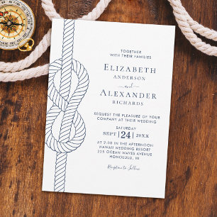 Elegant Rope Knot Nautical Bröllop Inbjudningar