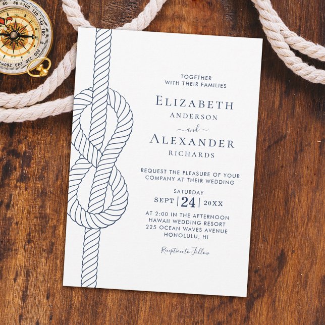 Elegant Rope Knot Nautical Bröllop Inbjudningar (Skapare uppladdad)