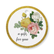 Elegant Ros Blommig Guldglitter