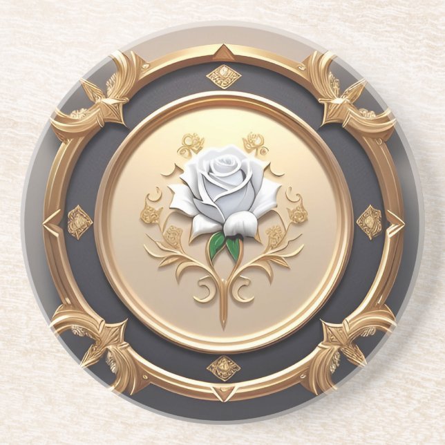Elegant ros med utsmyckad dekorativ ram underlägg (Framsidan)