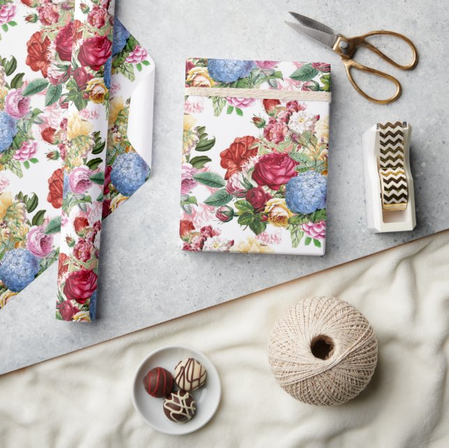 Elegant ros och hydrangeor blomsterhantverk eller  presentpapper (Hantverk)