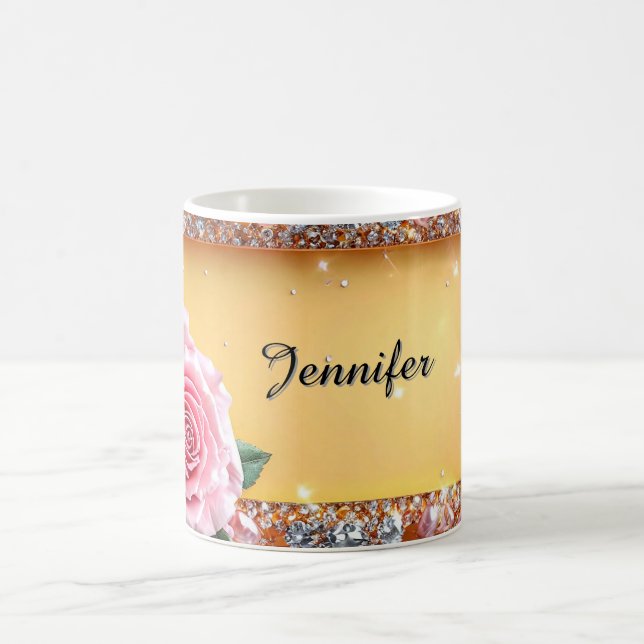 Elegant ros- och juvelram kaffemugg (Center)