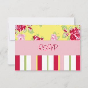 Elegant ros- och randig bröllopsmottagning RSVP Inbjudningar