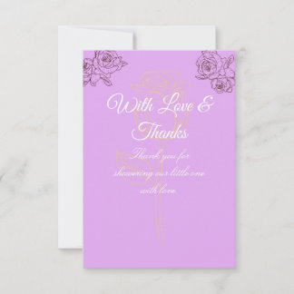 Elegant ros skiss Baby Shower tackkort Tack Kort