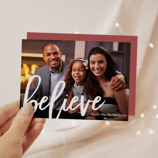 Elegant ros typografi Tro Foto Jul Julkort (Skapare uppladdad)