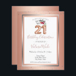 Elegant  Rosa 21:a födelsedag Party<br><div class="desc">Fållad bakgrund med skuggande konfettsyror på översta sidan och grund gräns. Elegant- och trendig-design med finare-skripttypografi. All text är justerbar och lätt att ändra för dina egna behov i party. Underbar elegant, 21:a födelsedag, party design. Finns i olika färg. rosa enkel och elegant faux silver konetti och silver ram. Anpassningsbar...</div>