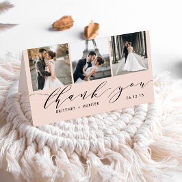 Elegant  Rosa 3 Photo Collage Tack Kort