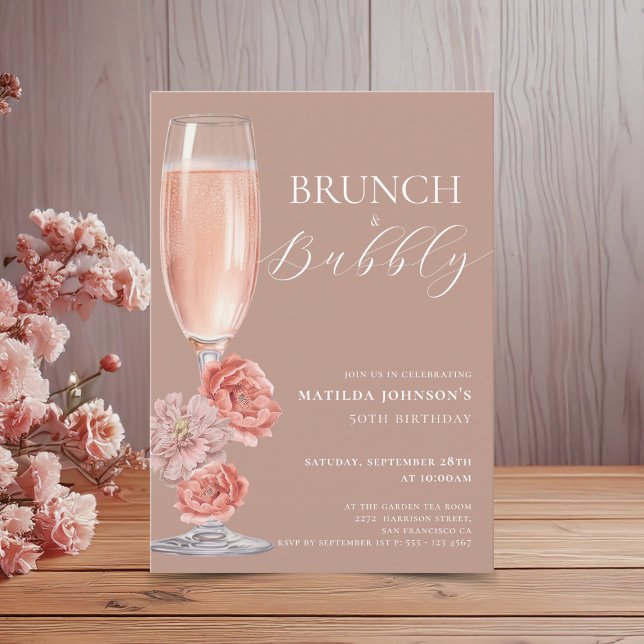 Elegant  Rosa 50:e födelsedagsinbjudan Inbjudningar (Elegant Blush Pink 50th Birthday Invitation)
