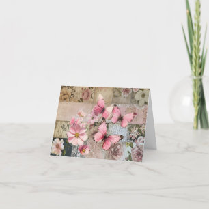 Elegant Rosa Abstrakt Art Collate Blank Note Card Helgkort