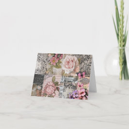 Elegant Rosa Abstrakt Art Collate Blank Note Card Helgkort