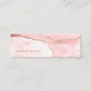 Elegant Rosa Agate med Faux Guld Mini Visitkort