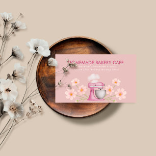 Elegant rosa akvarell bageri logo floral visitkort