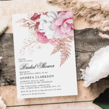 Elegant Rosa Akvarell Blommig Bröllopsdusch