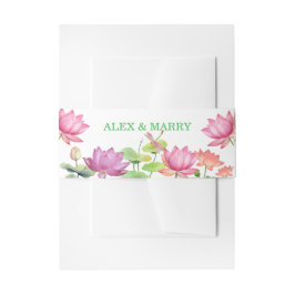 Elegant Rosa Akvarell Lotus Blommig Band För Inbjudningskort