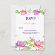 Elegant Rosa Akvarell Lotus Blommig RSVP-kort