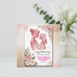Elegant Rosa Akvarell Morsdagskort Inbjudningar