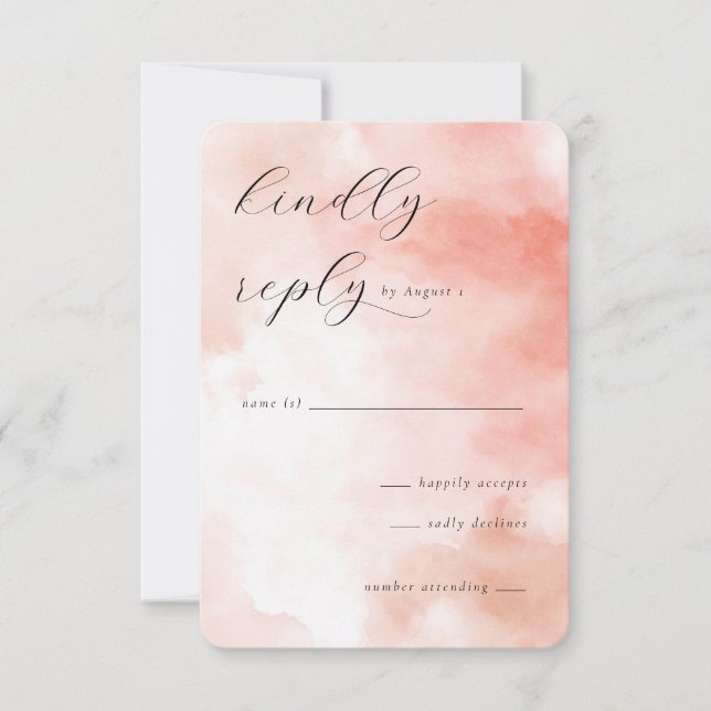 Elegant Rosa Akvarell RSVP OSA Kort (Framsida)