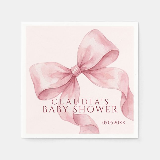 Elegant Rosa Akvarellbåge Bebisens Första Dag Pappersservett (Framsidan)