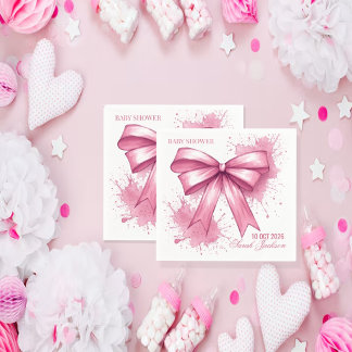 Elegant Rosa Akvarellband Pappersservett