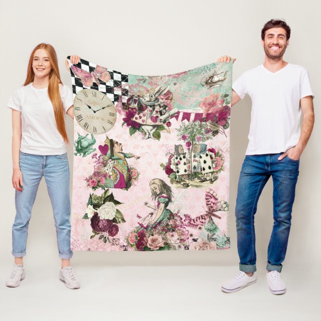 Elegant rosa Alice i Wonderland Fleecefilt (På plats)