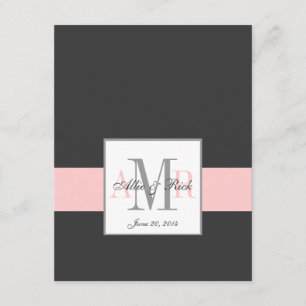 Elegant Rosa av kol, Monogram Bröllop OSA Kort