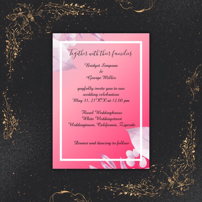 elegant rosa av körsbärsblommor i grönt bröllop inbjudningar (Skapare uppladdad)