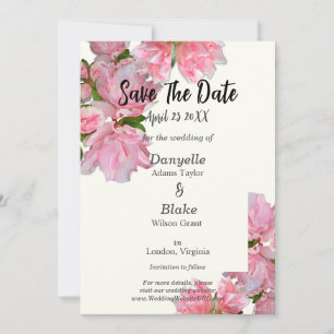 Elegant rosa azalea och elfenbensvitt "Save the Da Spara Datumet