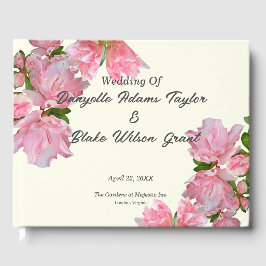 Elegant Rosa Azaleas & Elfenbenskustens Blommigt B Gästböcker