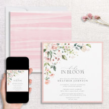 Elegant Rosa Baby i Bloom Script Girl Baby Shower