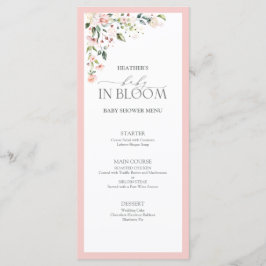 Elegant Rosa Baby i Bloom Script Girl Baby Shower Meny