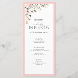 Elegant Rosa Baby i Bloom Script Girl Baby Shower Meny