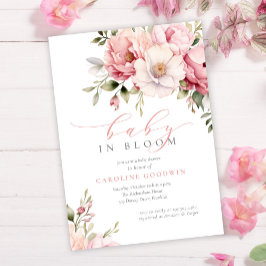 Elegant Rosa Baby in Bloom Girl Baby Shower Inbjudningar
