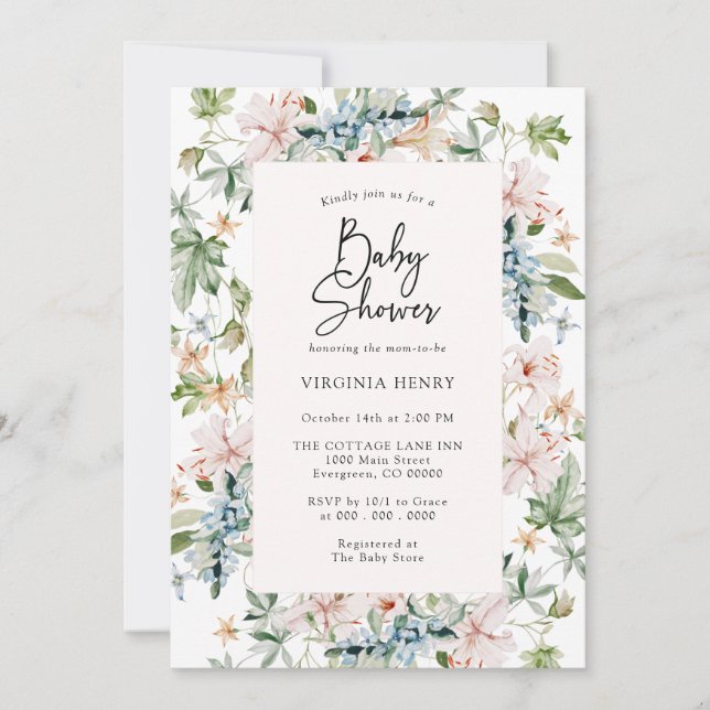 Elegant Rosa Baby Shower Inbjudningar (Framsida)