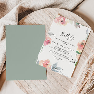 Elegant Rosa  BabyQ Baby Shower Barbecue Barbecue Inbjudningar