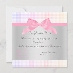 ELEGANT ROSA BACHELORETTE INVICATION tartan new Inbjudningar