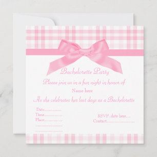 ELEGANT ROSA BACHELORETTE INVITATION tartan Inbjudningar