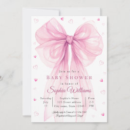 Elegant Rosa Båge Bebis Shower Inbjudan