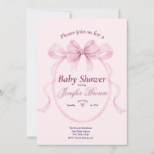 Elegant Rosa Båge Bebis Shower Inbjudan för Flicko