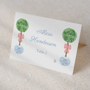 Elegant Rosa Båge Topiary Individuell Platskort Bordsnummer