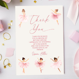 Elegant Rosa Ballerina Balett Födelsedagsfest Tack Kort