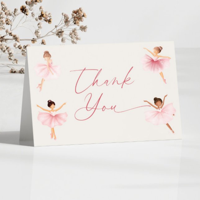 Elegant Rosa Ballerina Ballet Baby Shower Tack Kort (Skapare uppladdad)