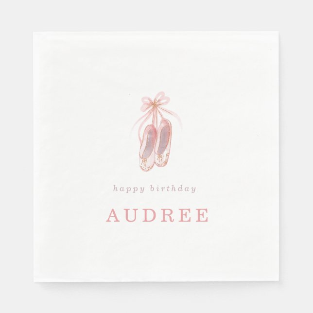 Elegant Rosa Ballerina Shoes Födelsedagsfest Pappersservett (Framsidan)