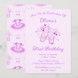Elegant Rosa Ballet Birthday Pointe Shoes Inbjudningar